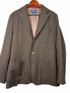 Daniel Cremieux Sport Coat Blazer Brown Lambswool Hunting Tweed Moon Herringbone